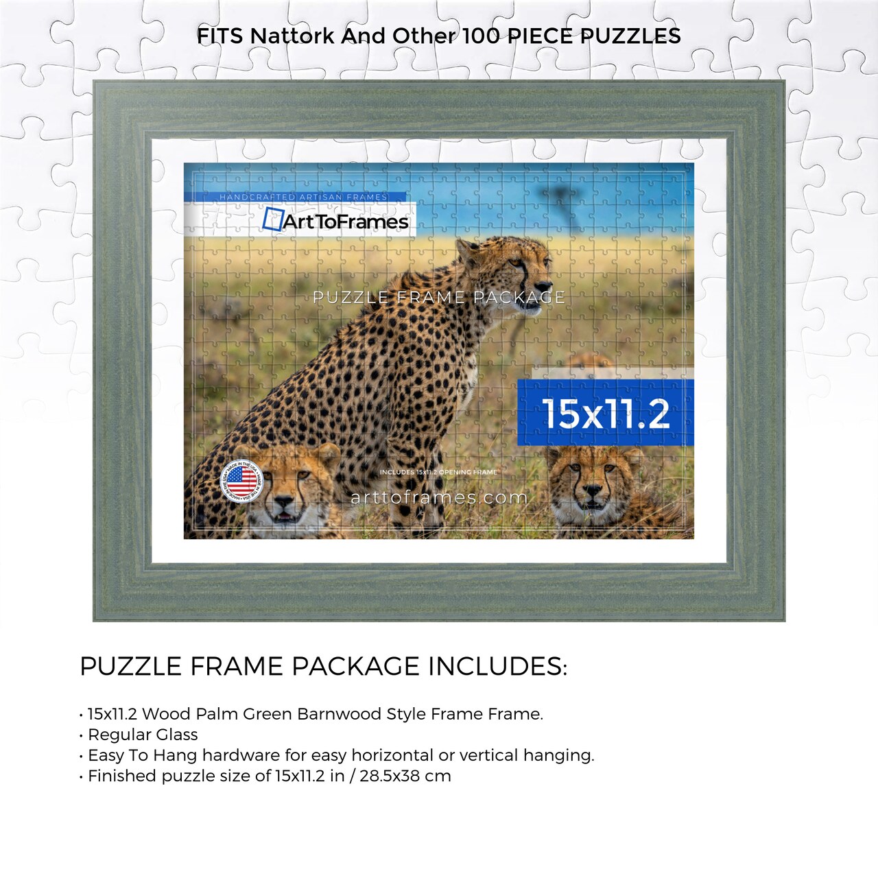 ArtToFrames 15x11.2 INCH / 28.5x38 CM Puzzle Frame for 100 piece Puzzles.This 1.50 Inch Custom MDF Frame for Puzzles Comes with Regular Glass, Available in Multiple Colors